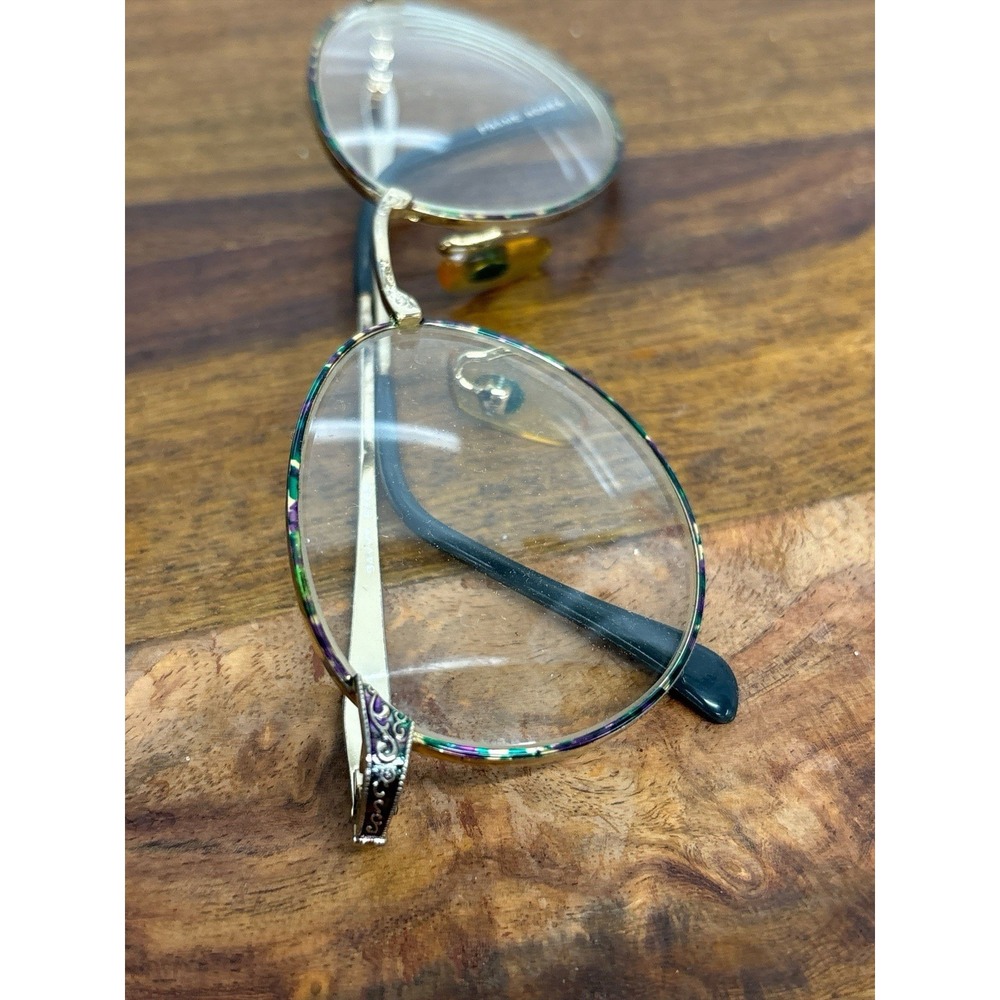 Vintage‎ Multicolor/Gold Savvy Unique Round Metal Scrollwork Frame Eyeglasses - Picture 2 of 9